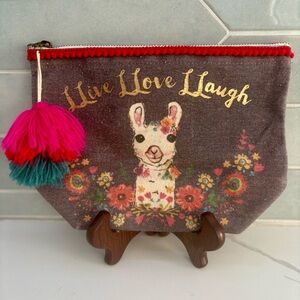 Natural Life "Llive, Llove, Llaugh”Llama Wristlet Makeup Bag